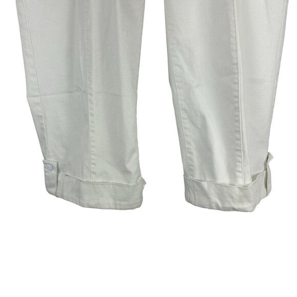 Gitano Womens Cuffed Capris White Size 14 Cotton Blend Button Accent Pants - Picture 5 of 8